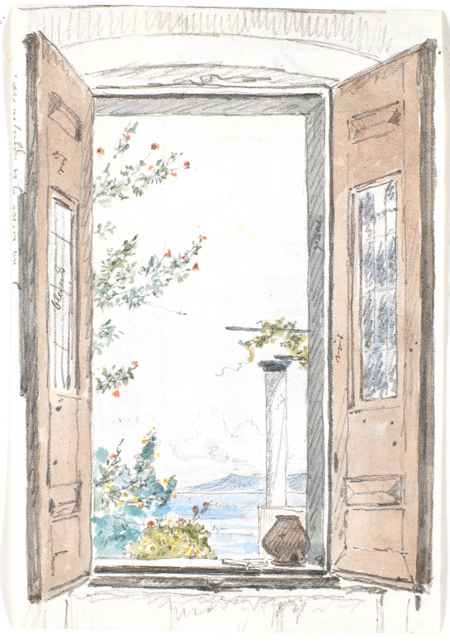 Aussicht durch ein Fenster auf Procida von Martinus Rørbye