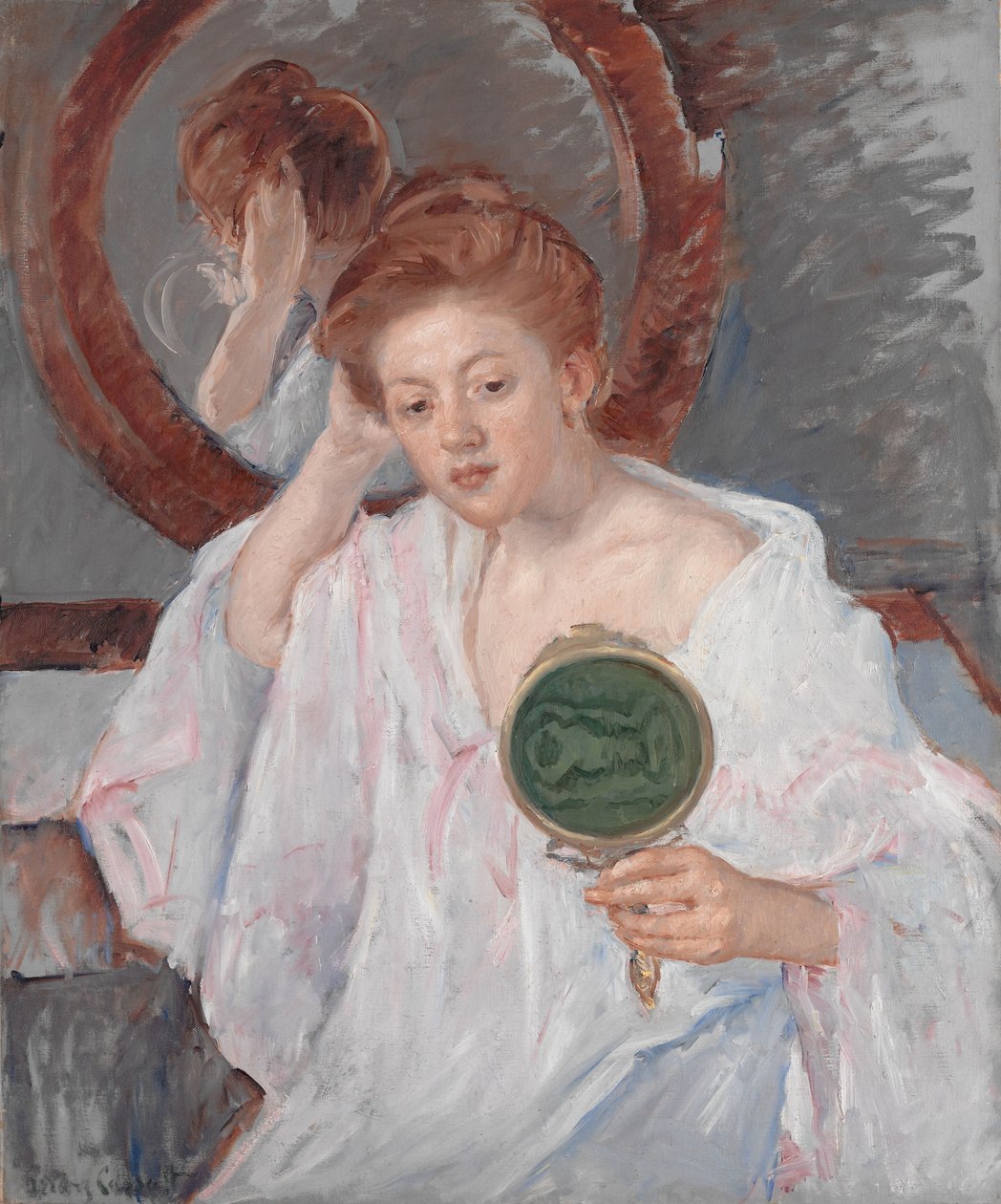 Denise an ihrem Schminktisch, ca. 1908-9 von Mary Cassatt