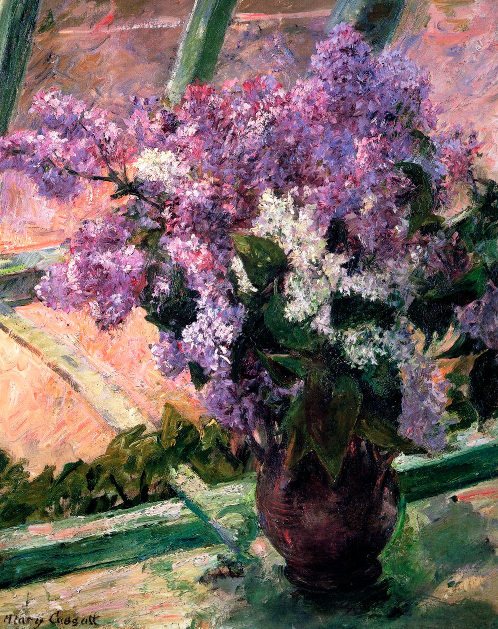 Flieder im Fenster, um 1880 von Mary Cassatt