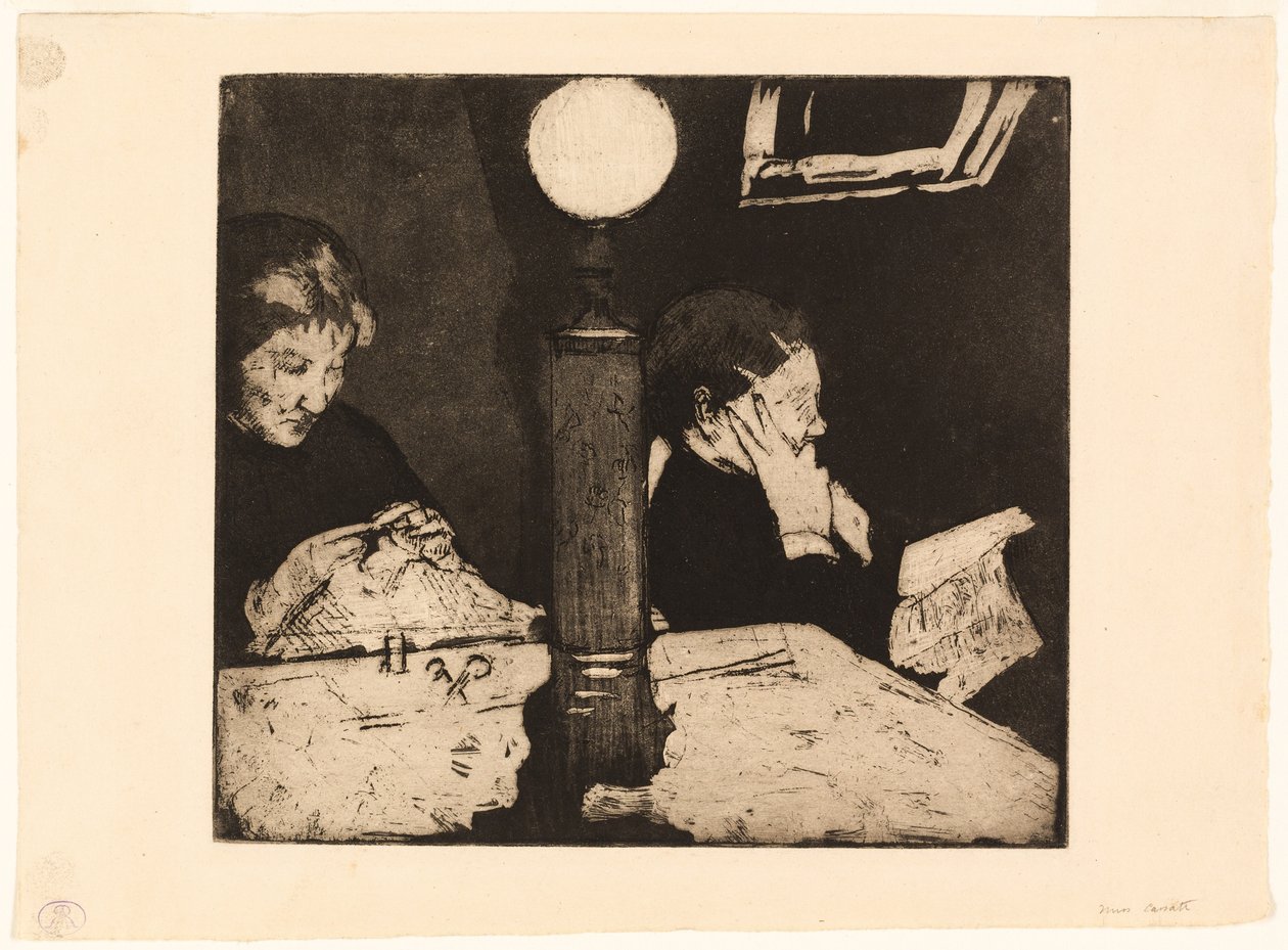 Unter der Lampe von Mary Cassatt