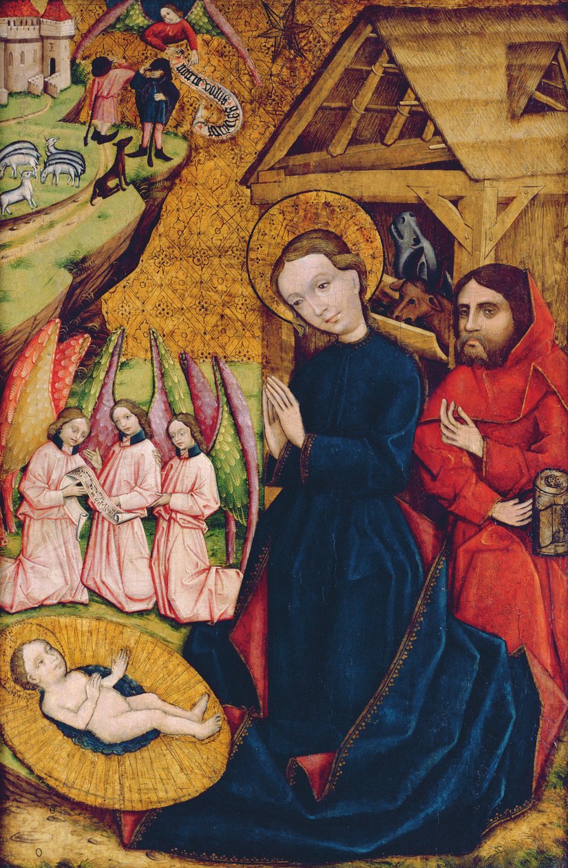 Die Geburt Christi, vom Hauptaltar von Nemetlipcse, c.1450 von Master from Nemetlipcse