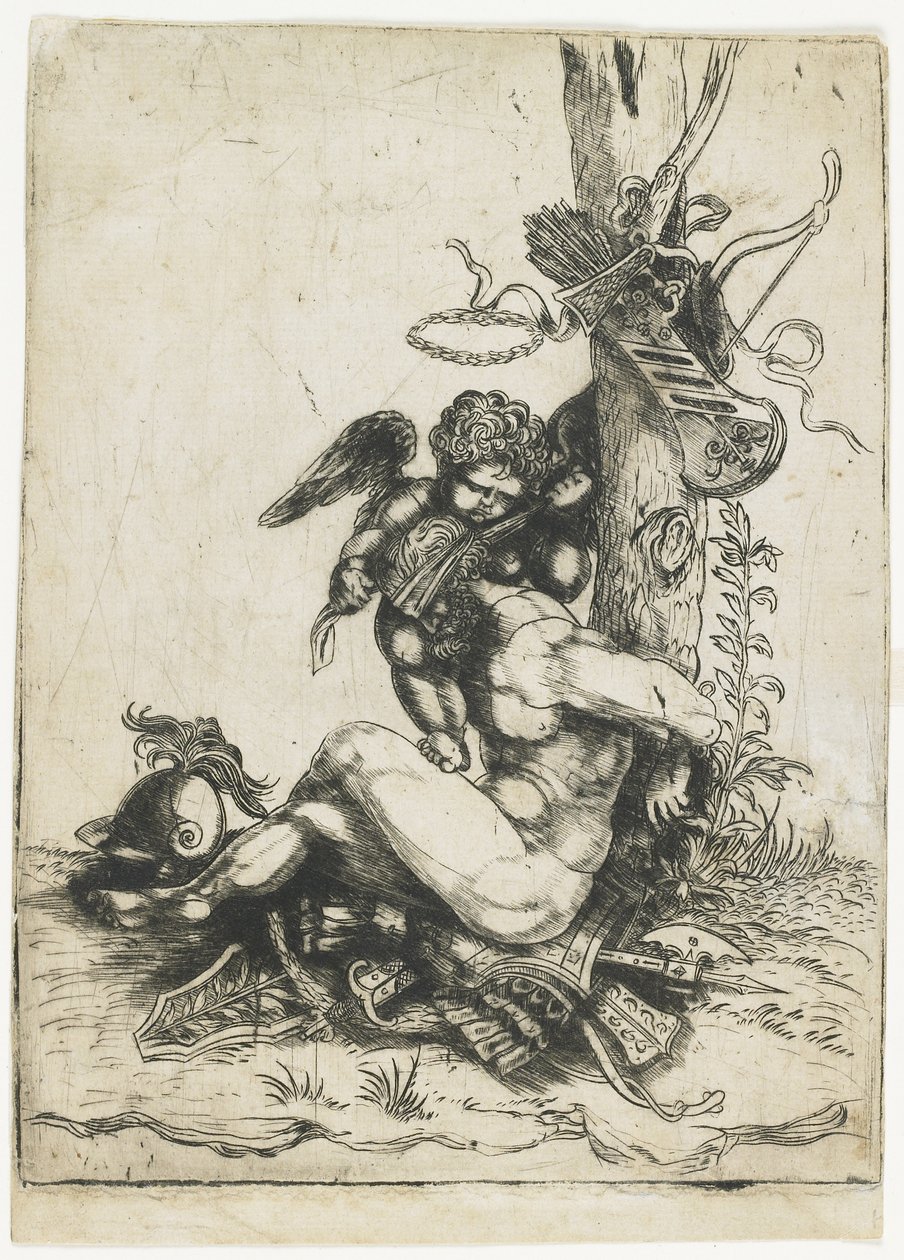 Mars von Amor gefesselt, ca. 1515-1520 von Master of 1515