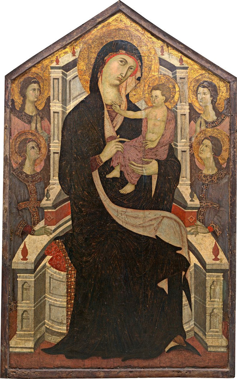 Maestà (Madonna und Kind mit vier Engeln) von Master of Citta di Castello