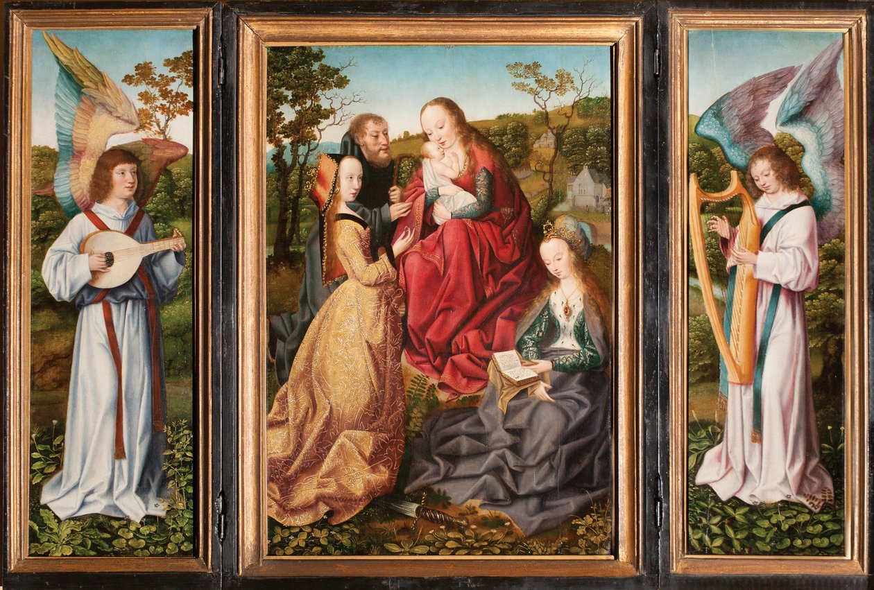 Mystische Hochzeit der Heiligen Katharina mit Heiligen und Engeln, ca. 1500-10 von Master of Frankfurt
