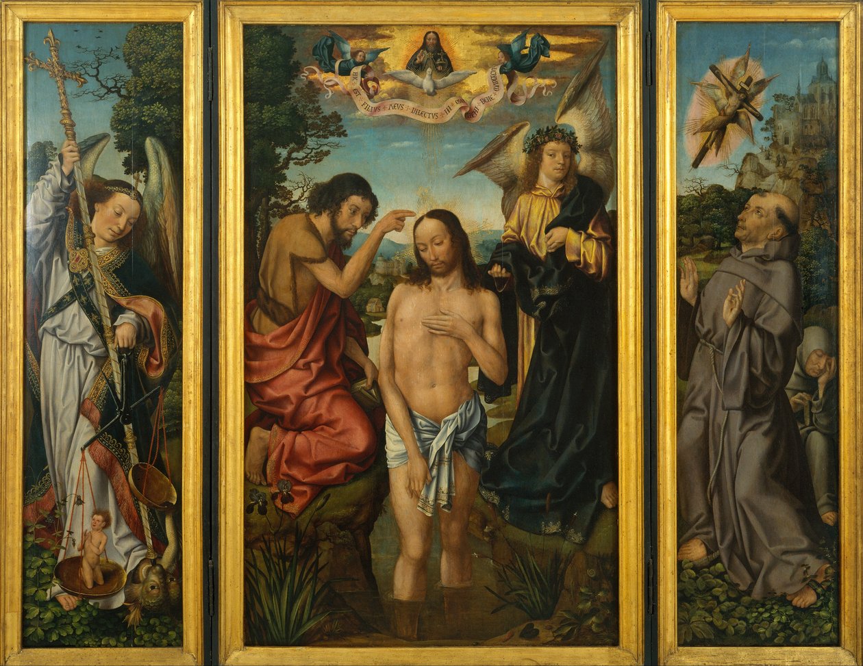 Triptychon der Taufe Christi von Master of Frankfurt