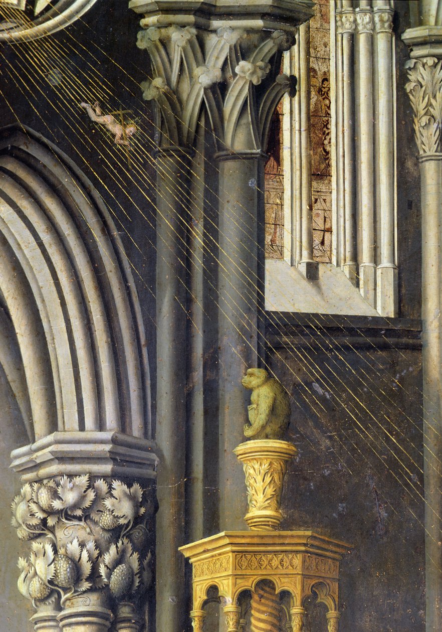 Das Jesuskind fällt aus dem Himmel von Gott dem Vater in einem Lichtstrahl, um 1445 von Master of the Aix Annunciation