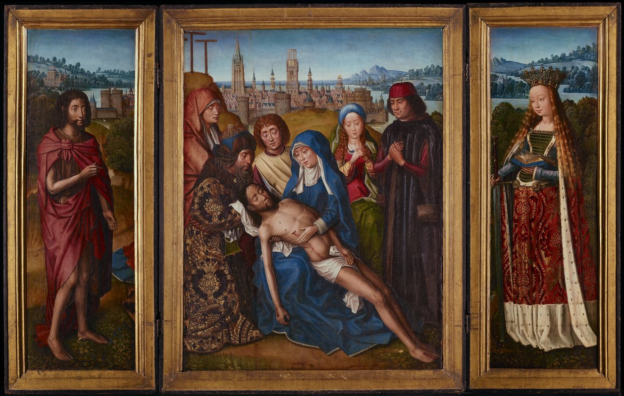 Beweinung mit Johannes dem Täufer und Katharina von Alexandria, ca. 1493-1501 von Master of the Legend of Saint Lucy