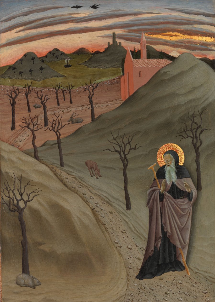 Der heilige Antonius der Abt in der Wildnis, ca. 1435 von Master of the Osservanza