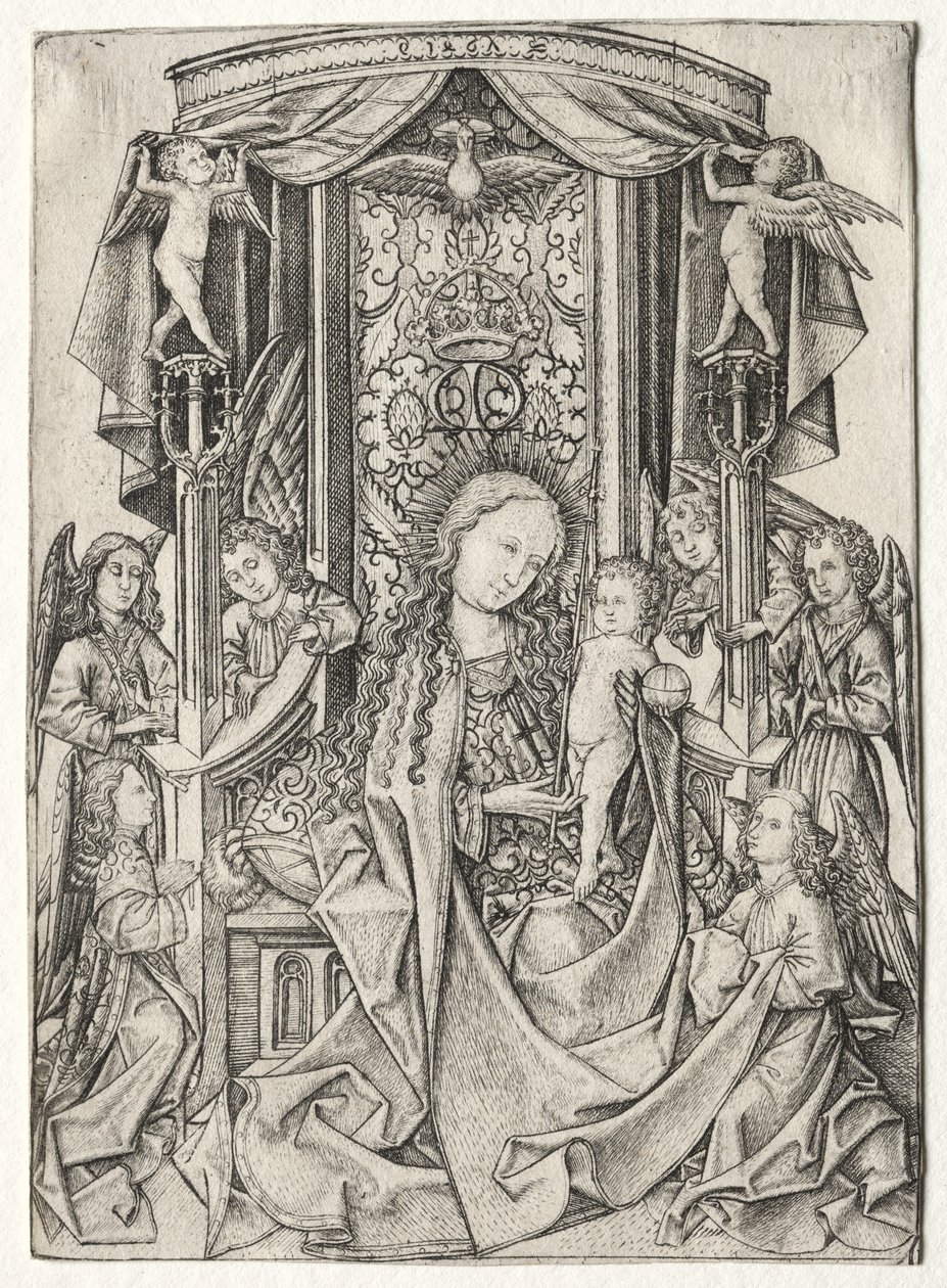 Madonna auf dem Thron mit acht Engeln von Master ES