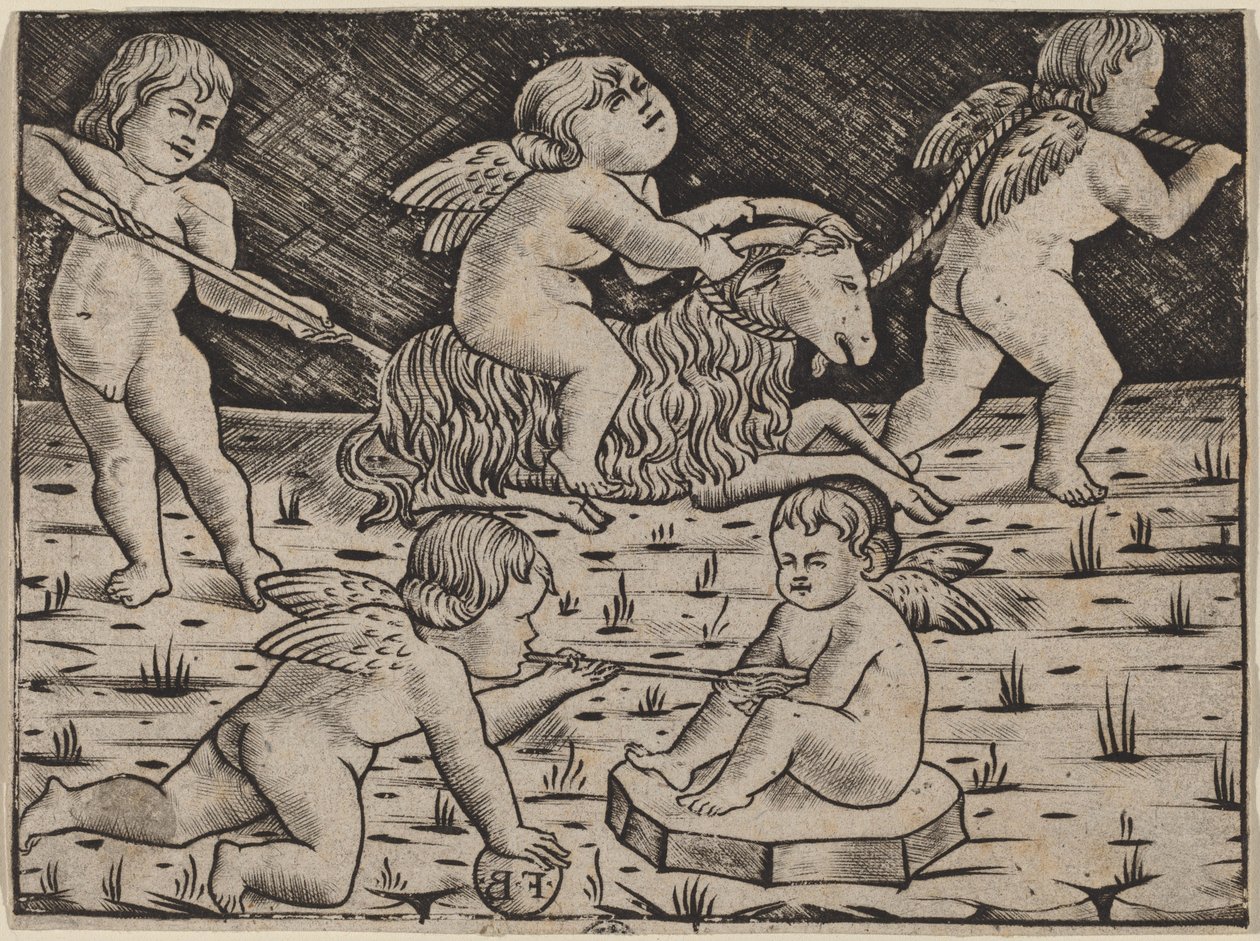 Fünf spielende Cupidos von Master F.B.