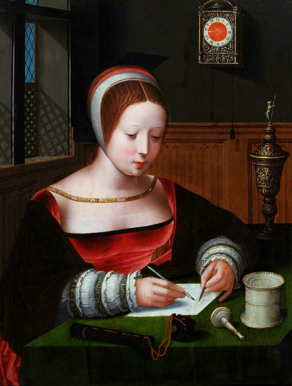 Maria Magdalena schreibt von Master of the Female Half Lengths