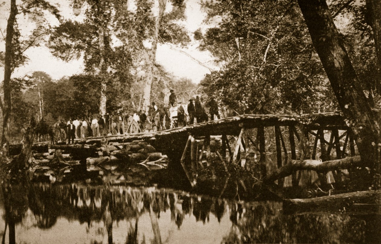 Grapevine-Brücke über den Chickahominy-Fluss, 1861-65 von Mathew B. Brady