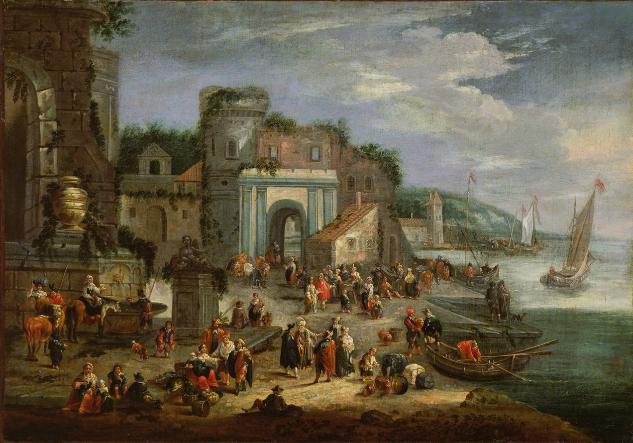 Ansicht eines Mittelmeerhafens von Mathys Schoevaerdts