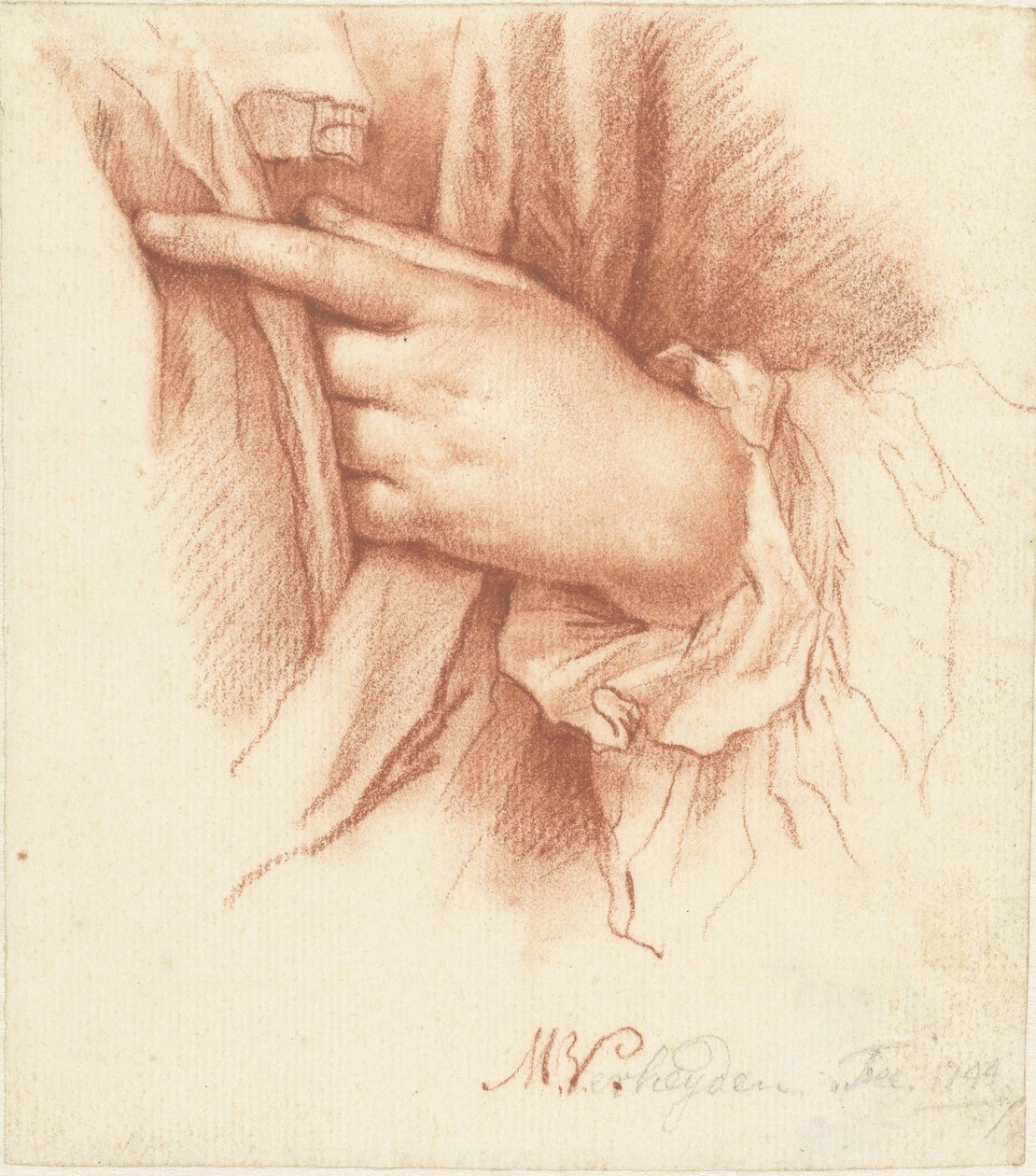 Studie einer linken Hand in Draperie von Mattheus Verheyden