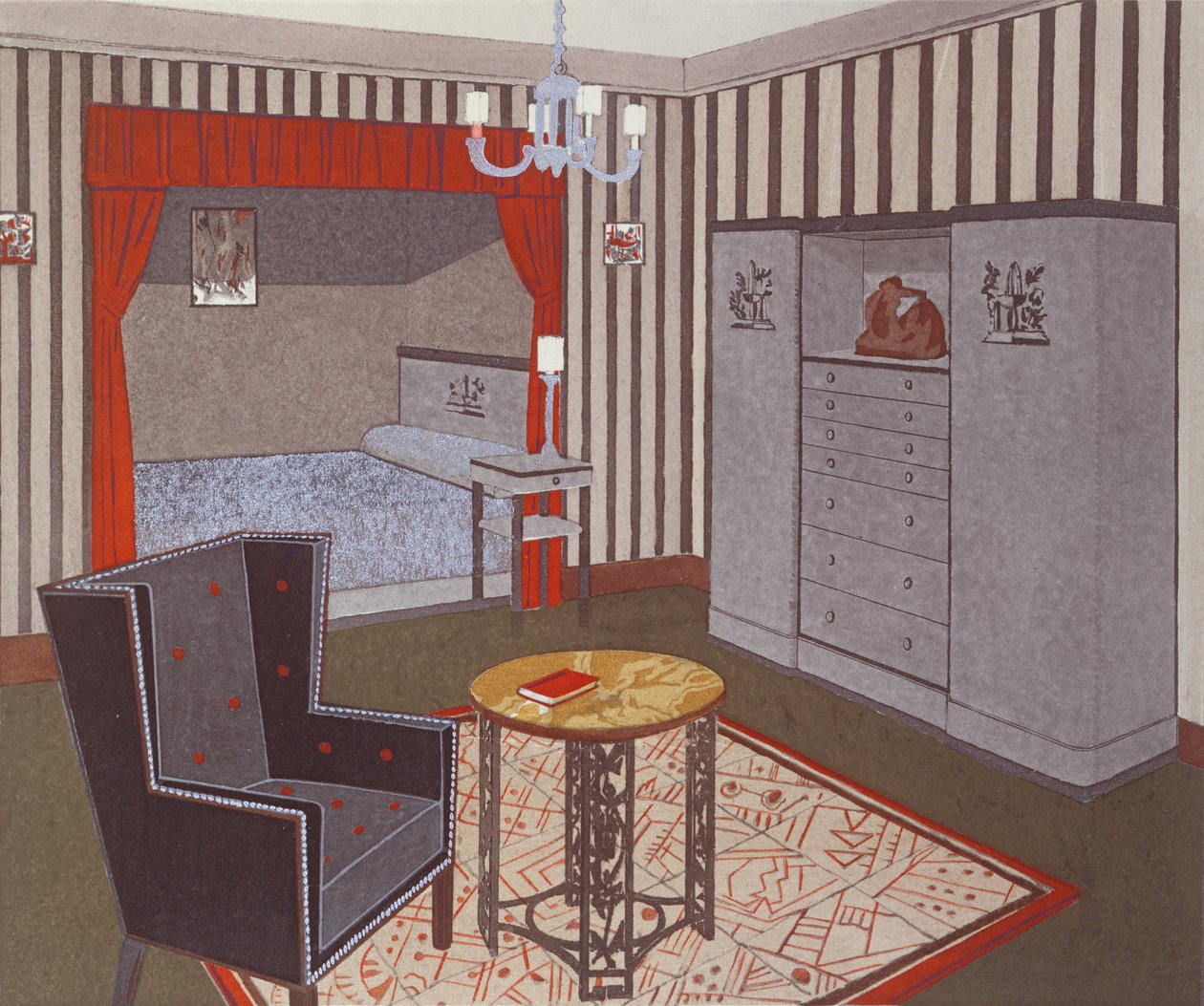 Schlafzimmer für einen jungen Mann, 1925 von Maurice Guillemard
