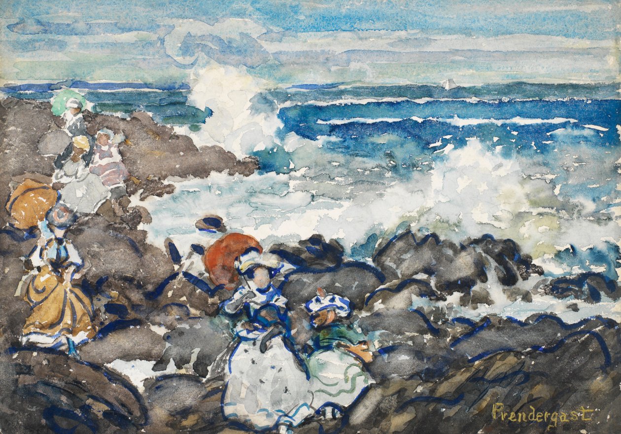 Felsen, Wellen und Figuren von Maurice Brazil Prendergast