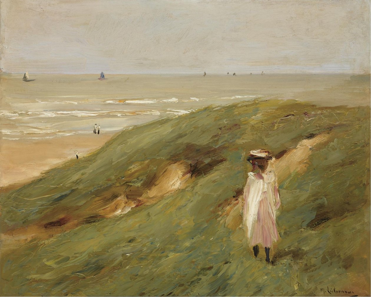 Düne bei Nordwijk mit Kind von Max Liebermann
