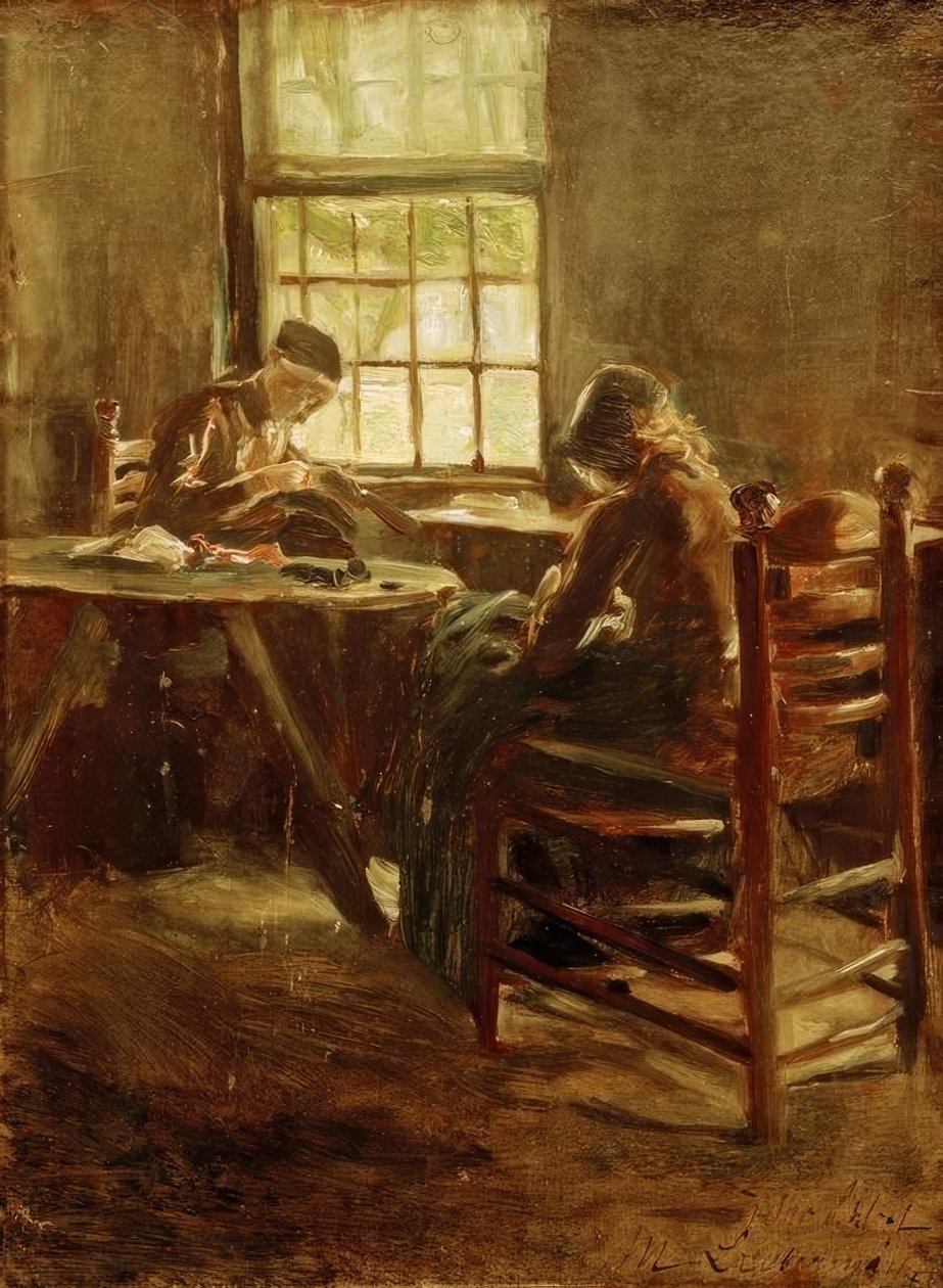 Holländisches Interieur – Nähstube von Max Liebermann