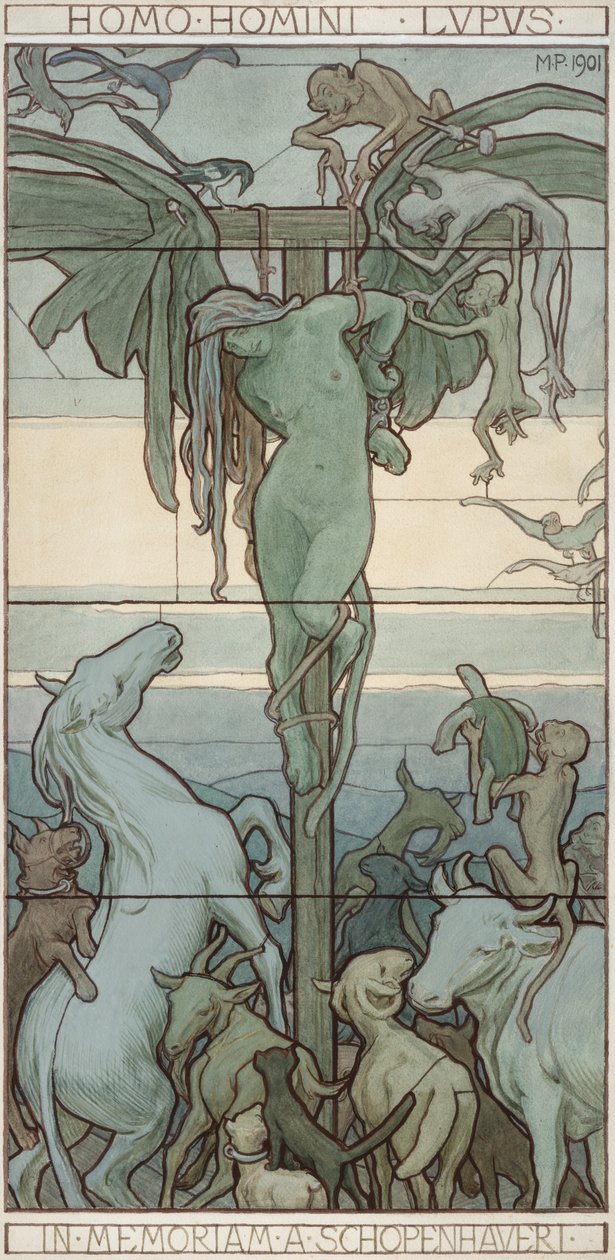 Homo homini lupus, 1901 von Max Pirner