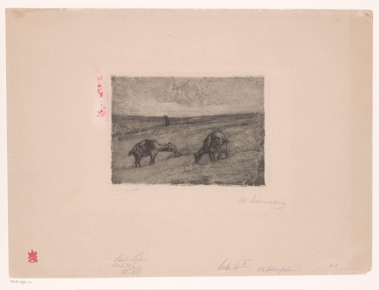 Landschaft mit weidenden Ziegen von Max Liebermann (signed by artist)