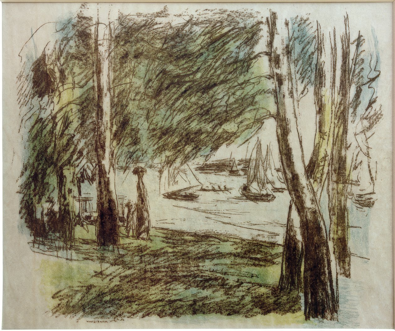 Landschaft am Wannsee mit Segelbooten von Max Liebermann
