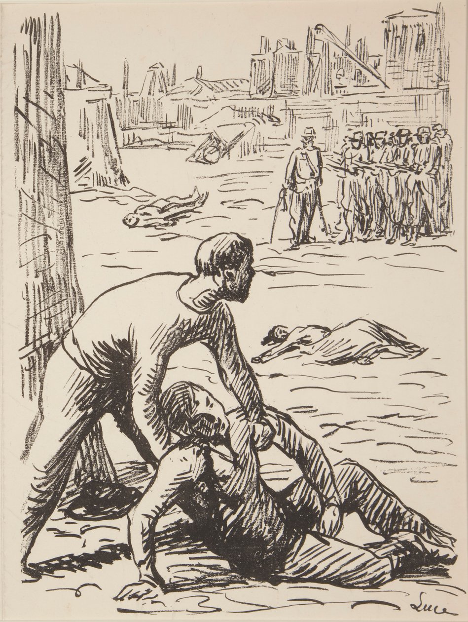 Neun unbetitelte Drucke politischer Themen von Maximilien Luce