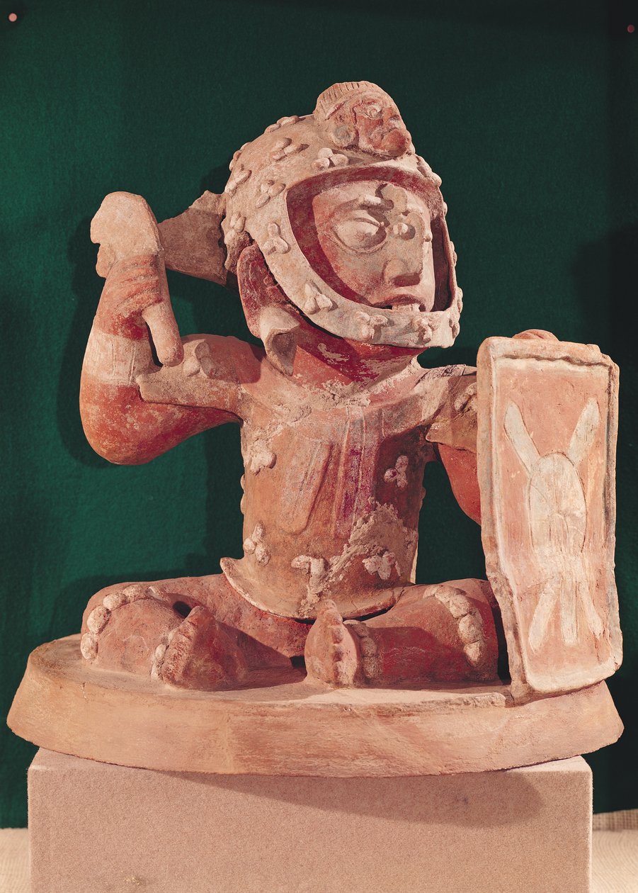 Urnendeckel mit einer Figur eines Kriegers, aus Guatemala, Klassische Periode, 600-950 von Mayan