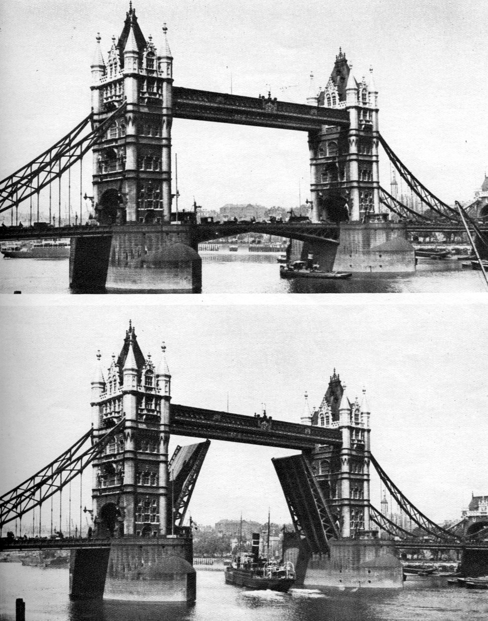 Tower Bridge offen und geschlossen, London, 1926-1927 von McLeish