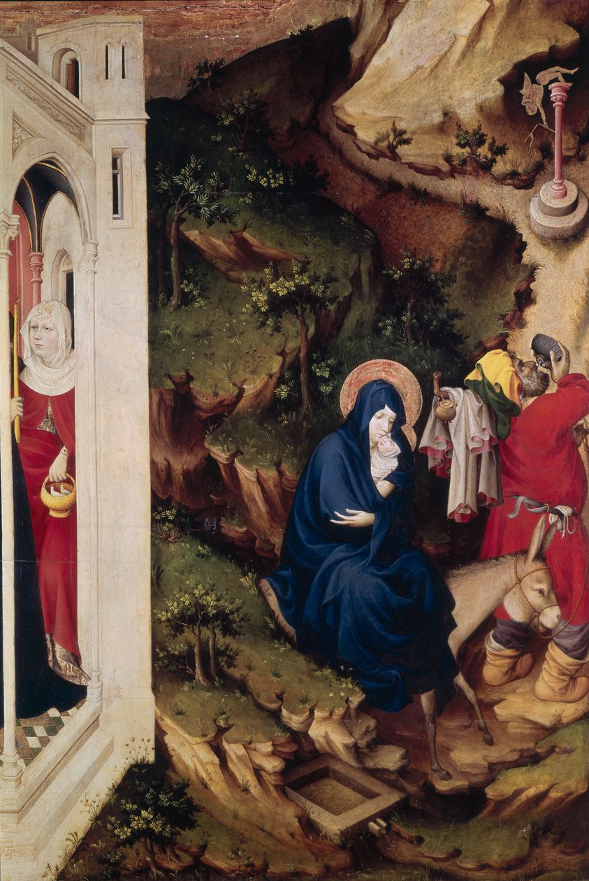 Altarbild der Chartreuse de Champmol, rechte Seite darstellend die Flucht nach Ägypten, ca. 1393-99 (Detail) von Melchior Broederlam
