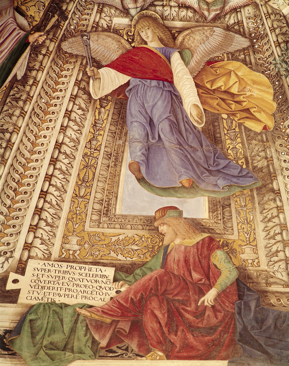 Amos und der Engel, der die Zangen der Passion Christi hält, aus der Kuppel der Sakristei von St. Markus, c.1477 (Detail) von Melozzo da Forli