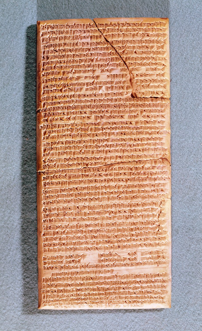Tafel über die rituellen Opfer im Tempel von Anu in Uruk (Warka), Kopie eines antiken Textes aus dem 3.-1. Jahrhundert v. Chr. von Mesopotamian