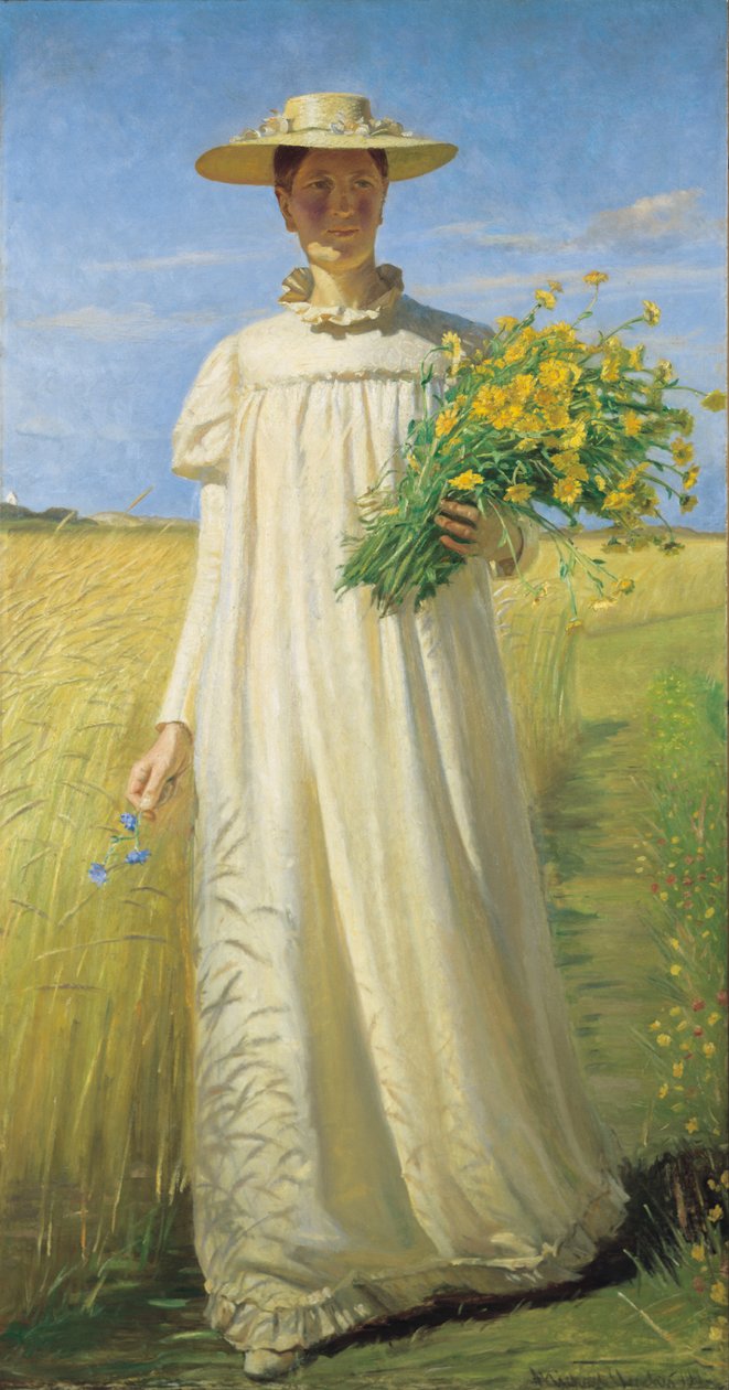 Anna Ancher kehrt vom Feld zurück von Michael Peter Ancher