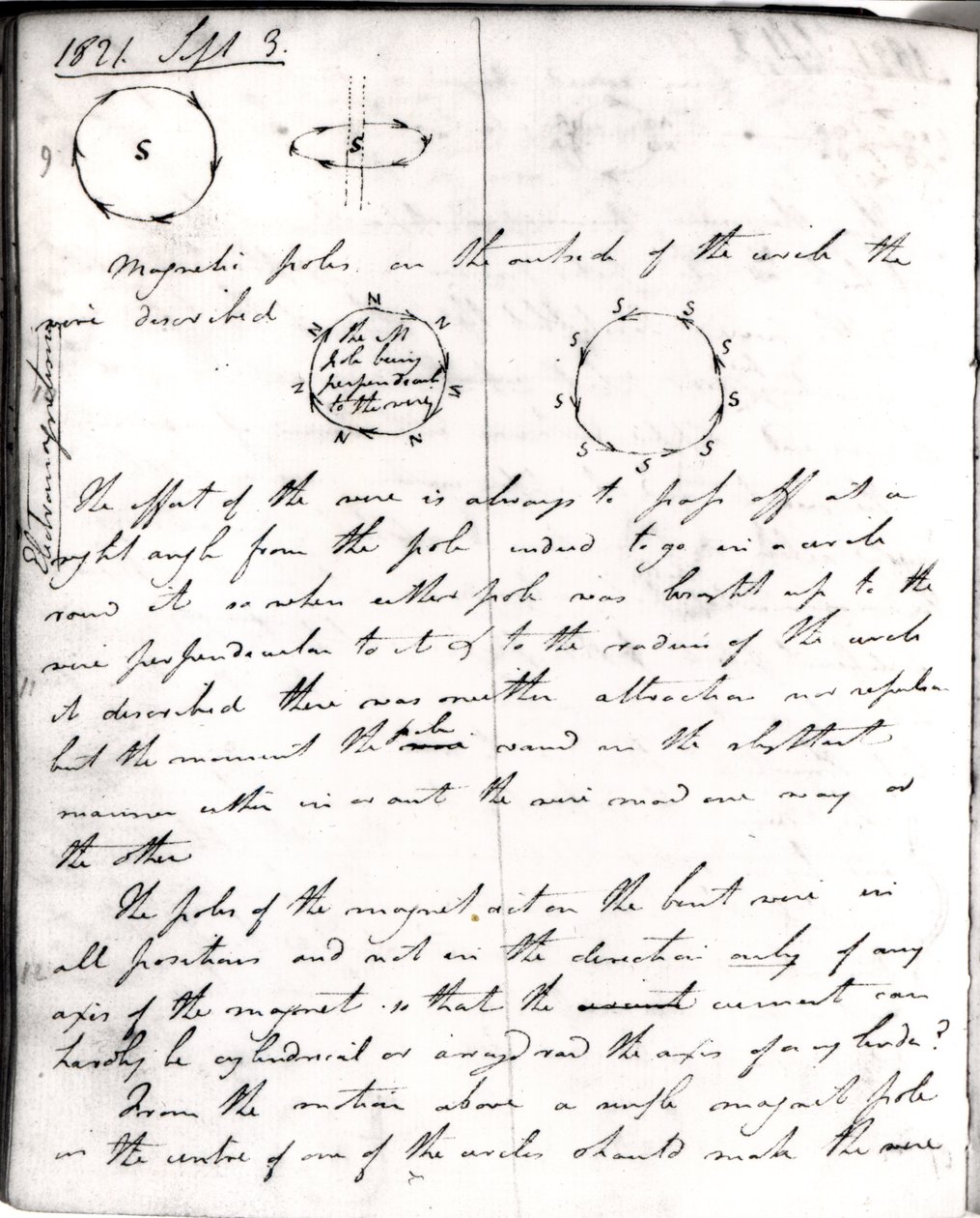 Seite 74 aus Faradays Notizbuch, über das 