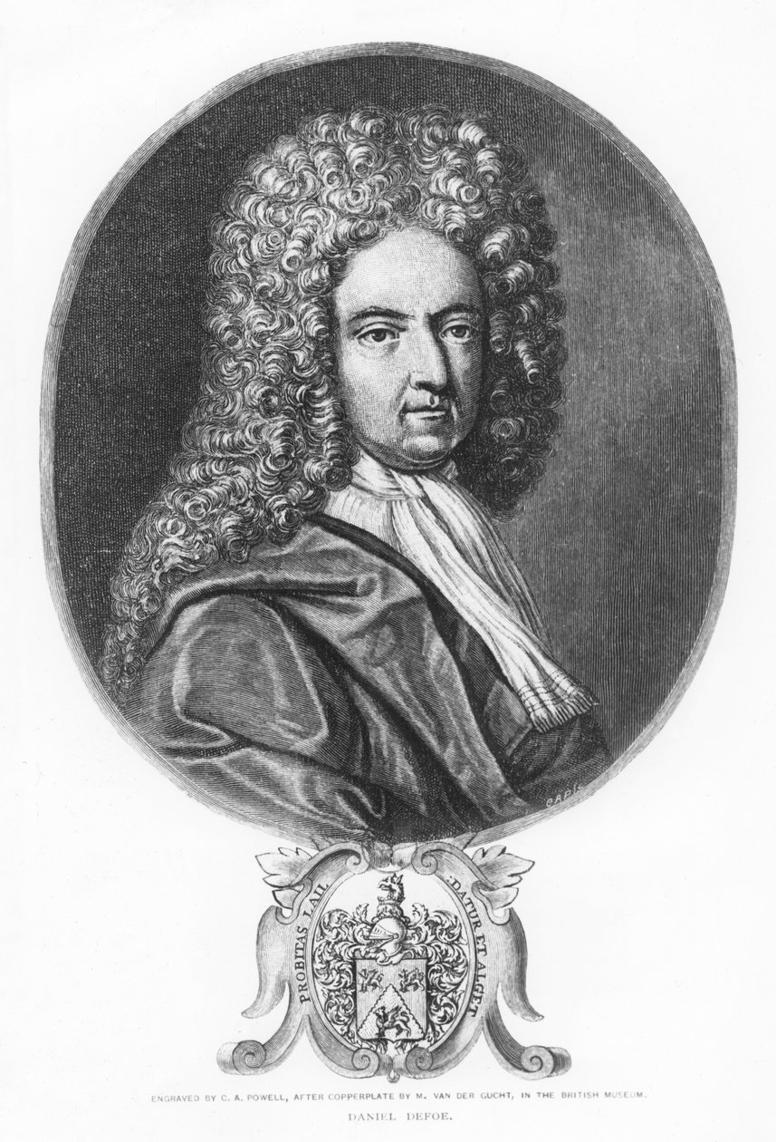 Daniel Defoe, graviert von C. A. Powell von Michael van der Gucht