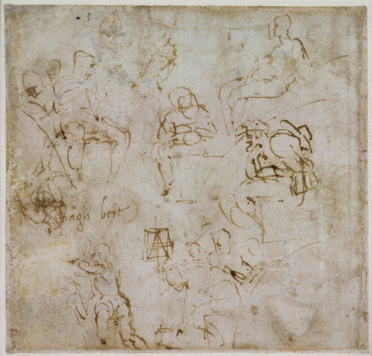 Figurenstudie mit Schrift, ca. 1511 von Michelangelo Buonarroti