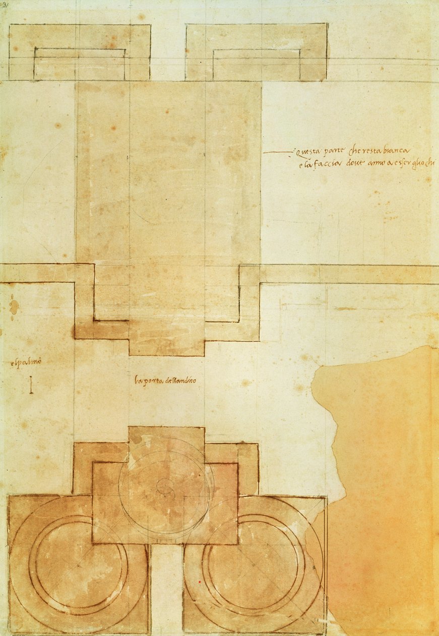 Plan der Trommel der Kuppel der Kirche von St. Peter