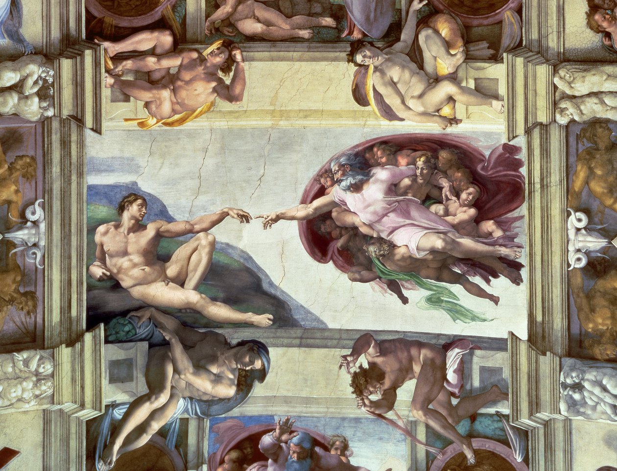 Sixtinische Kapelle Decke: Erschaffung Adams, 1510 von Michelangelo Buonarroti