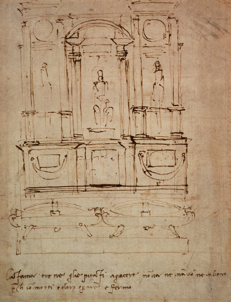 Studie für ein Doppeltgrab für die Medici-Gräber in der Neuen Sakristei, 1521 von Michelangelo Buonarroti