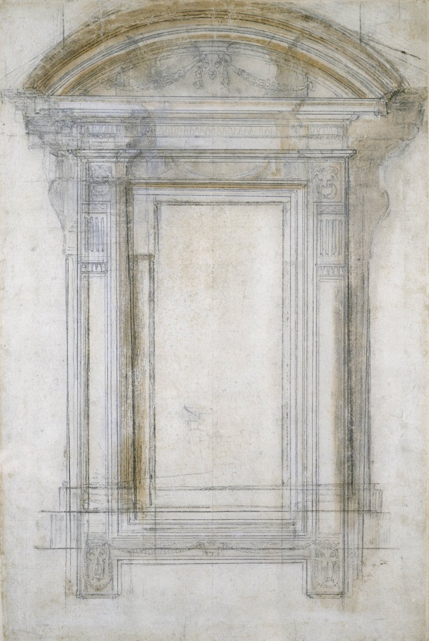 Studie eines Fensters mit halbkreisförmigem Giebel, ca. 1546 von Michelangelo Buonarroti