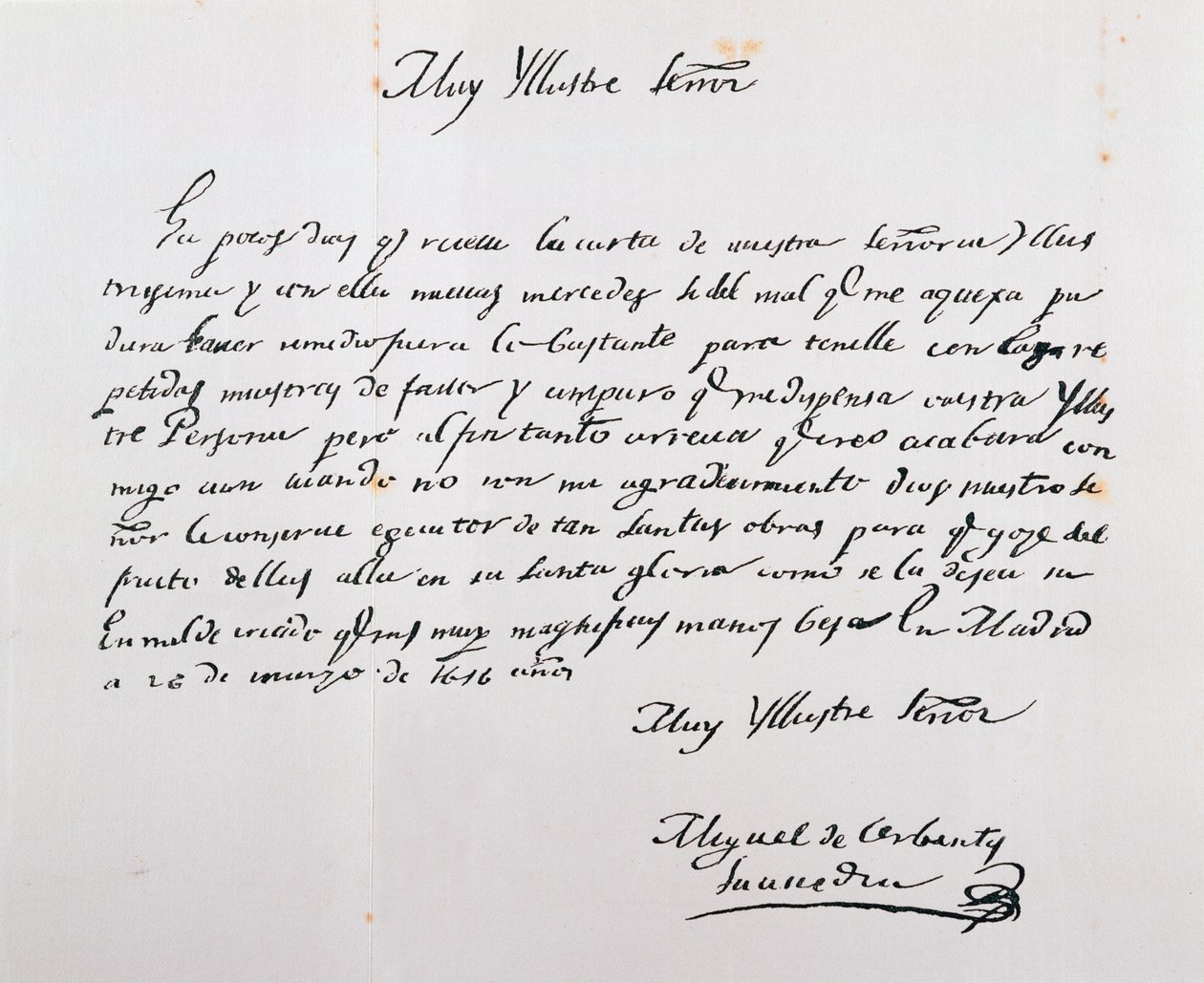 Brief an den Erzbischof von Toledo, 26. März 1616 von Miguel de Cervantes Saavedra