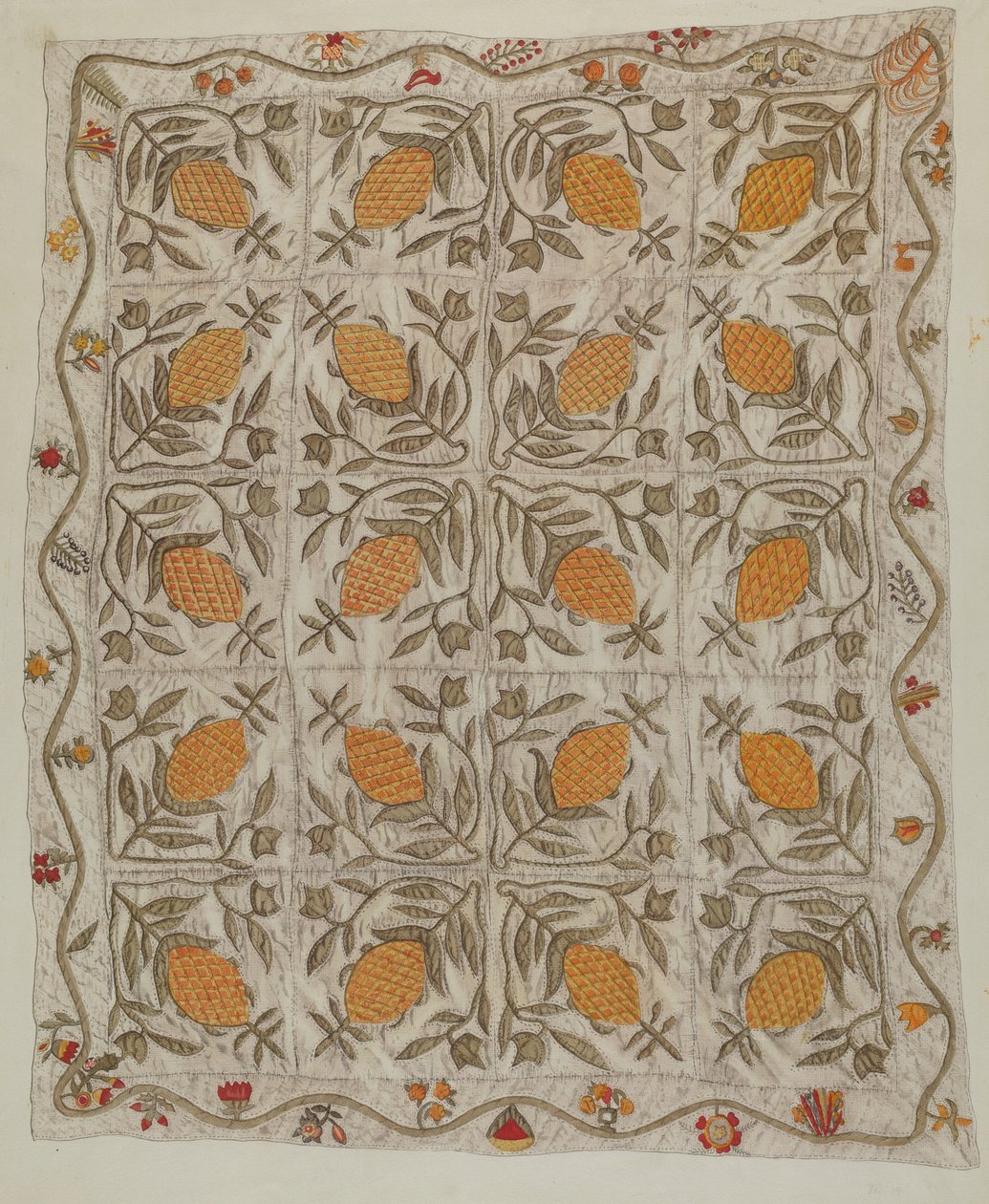 Ananas-Steppdecke von Mildred E. Bent