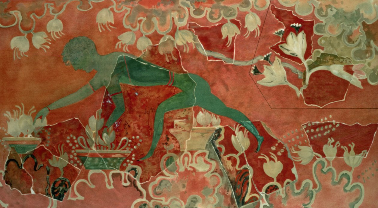 Junge vom Blauen Affen Fresko, Palast von Knossos, Kreta, ca. 1500 v. Chr. von Minoan