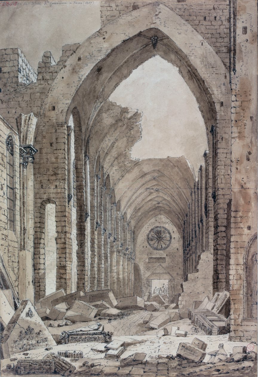Abriss der alten Kirche St. Genevieve, Paris, 1807 von Mme. Duchateau