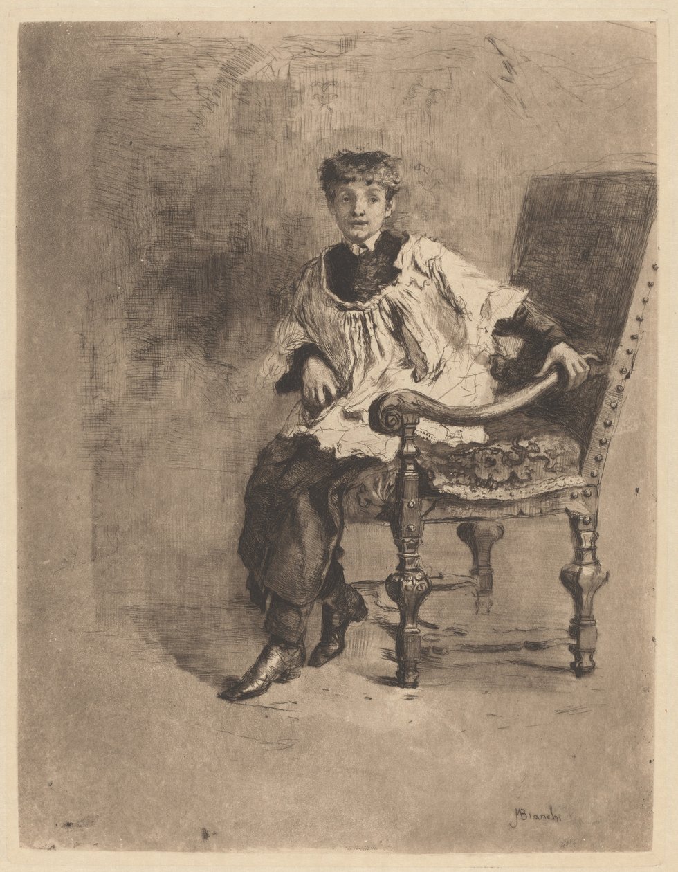 Sitzender Akolyth von Mose Bianchi