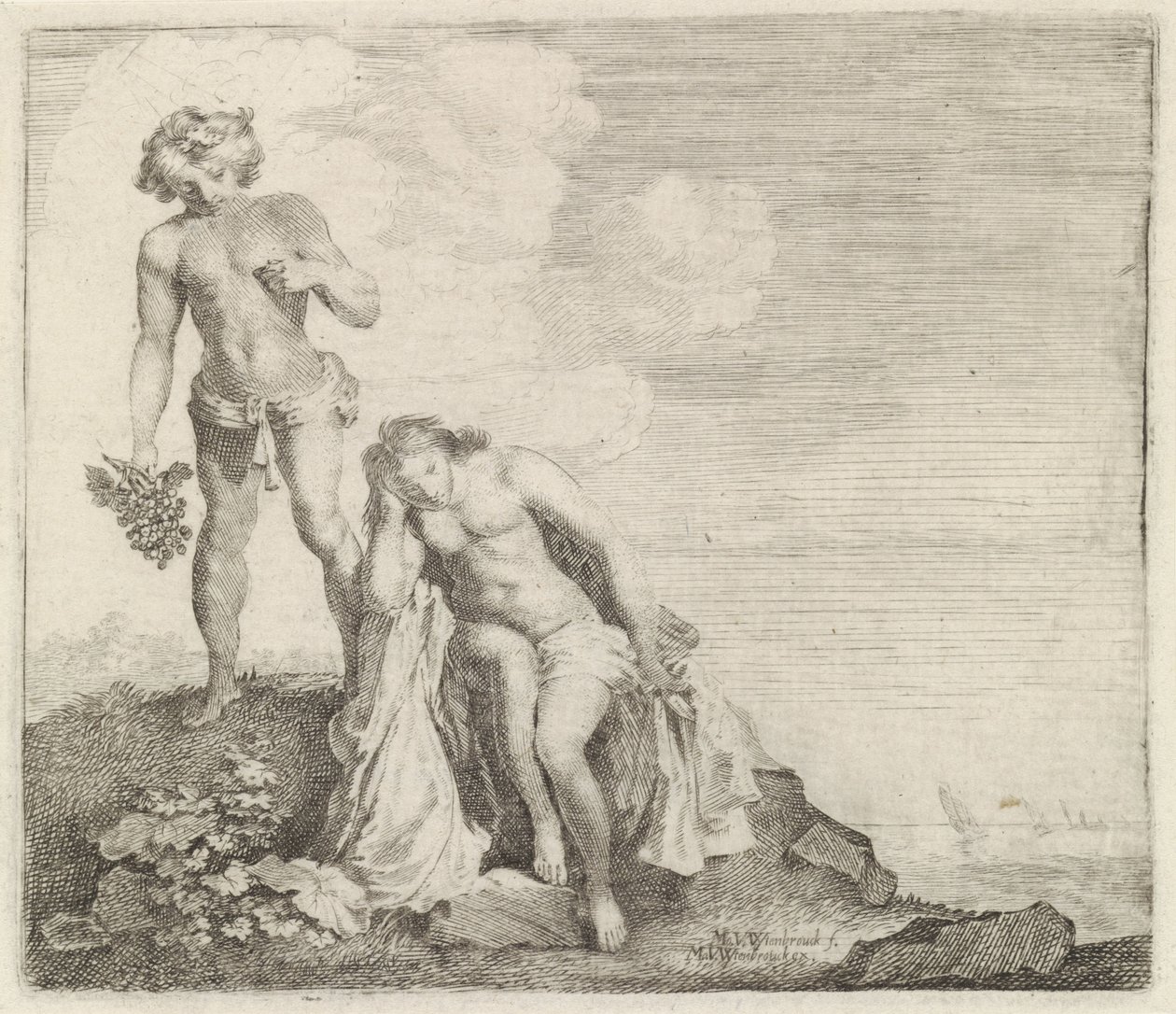 Bacchus findet Ariadne auf Naxos von Moyses van Wtenbrouck