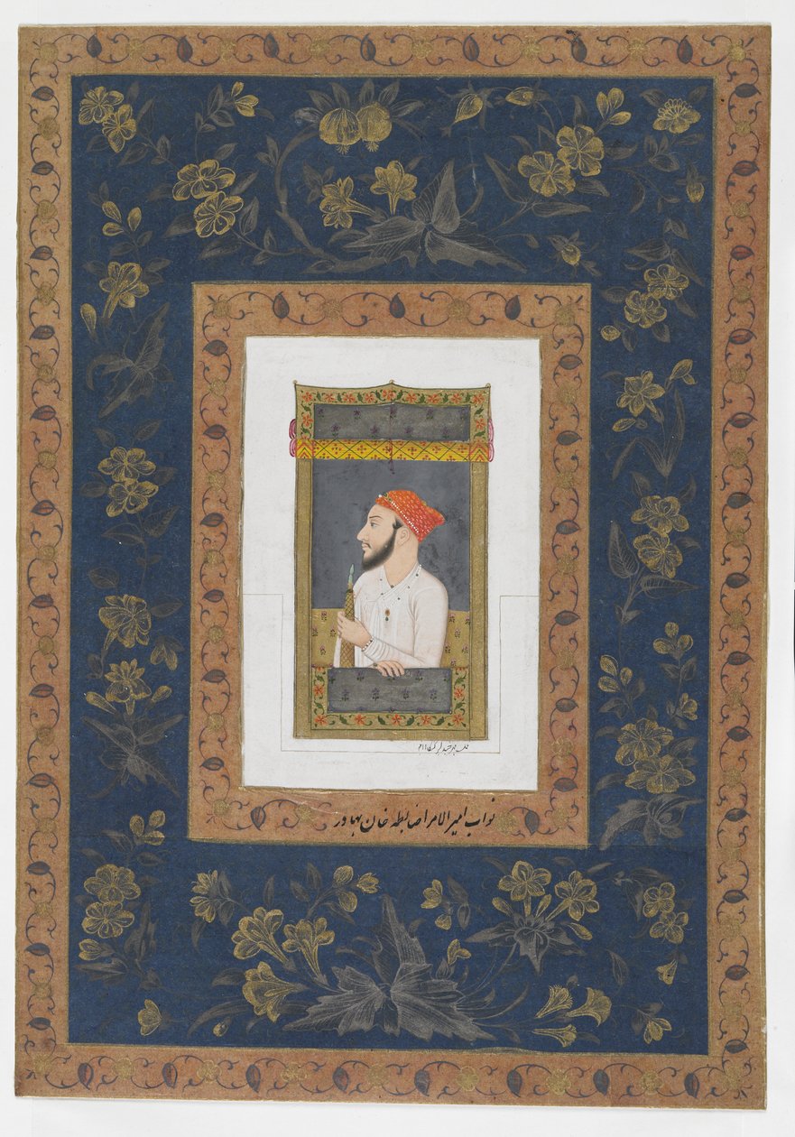 Nawab Amir al-Umara Zabita Khan, abgelöstes Albumblatt mit Malerei, ca. 1770 von Mughal School