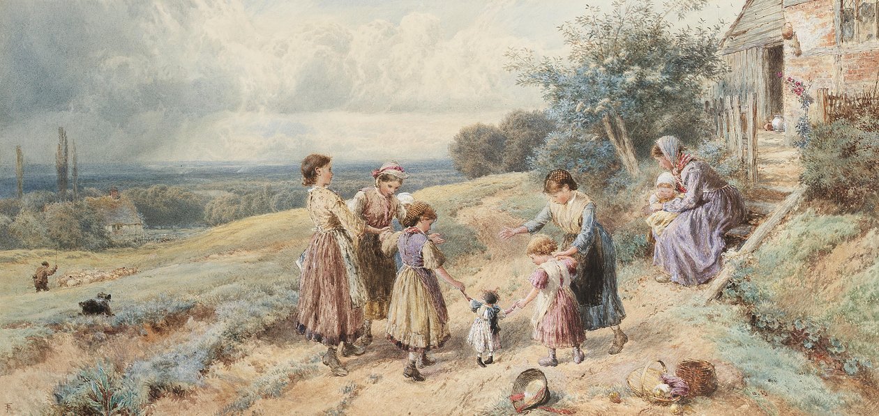 Teaching Dolly to walk von Myles Birket Foster