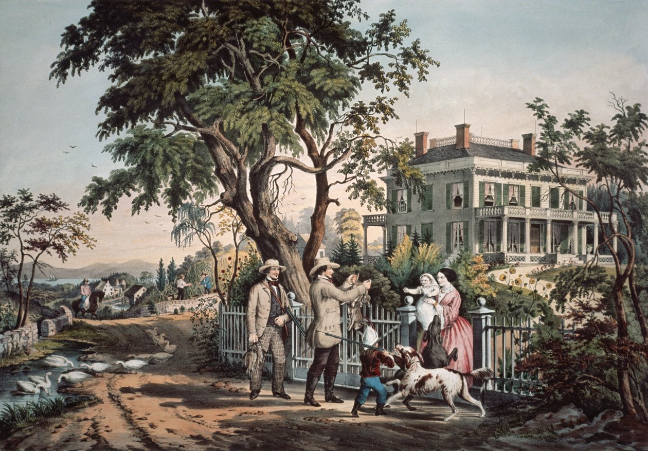 Amerikanisches Landleben - Oktober Nachmittag, 1855 von N. and Ives, J.M. Currier