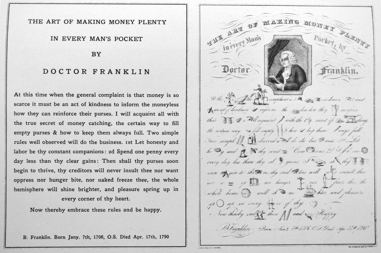 Die Kunst, Geld in jeder Mannes Tasche reichlich zu machen, von Doktor Franklin von N. and Ives, J.M. Currier