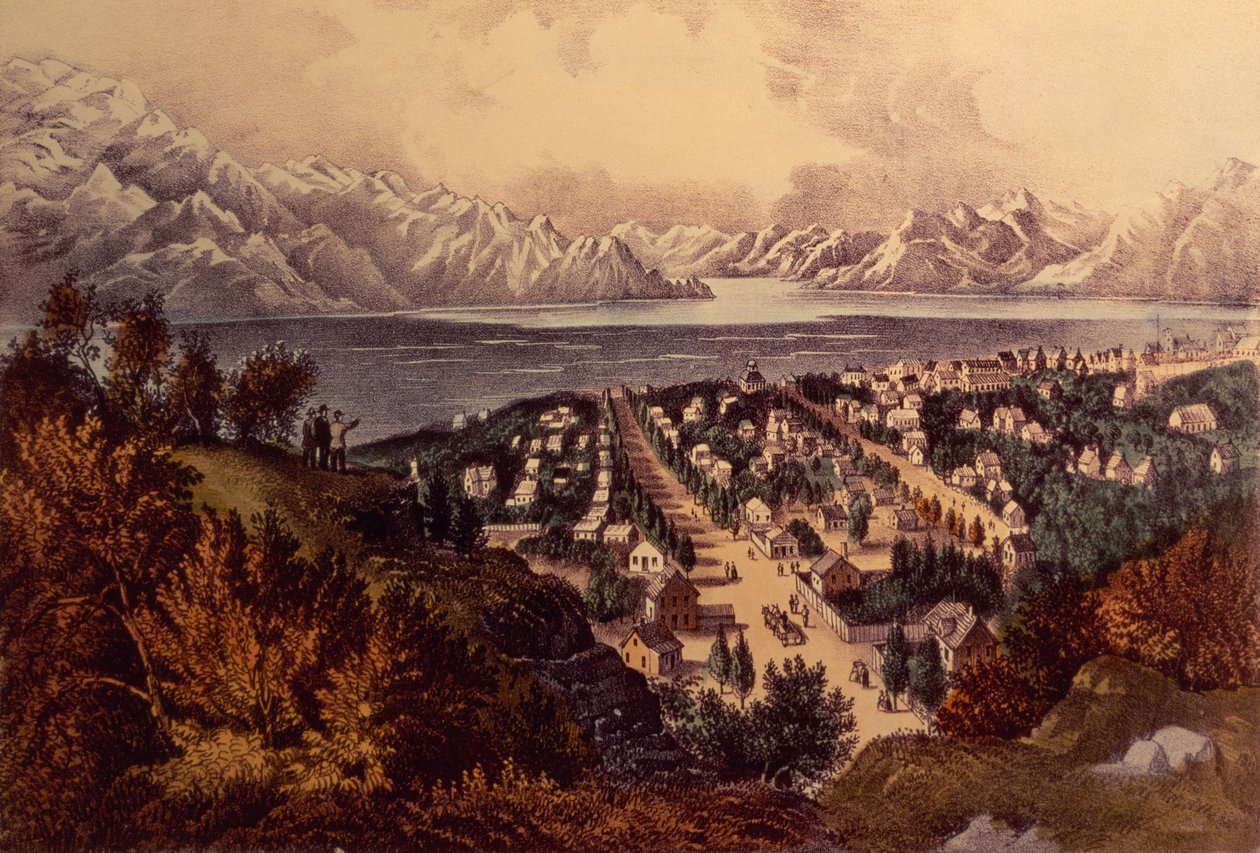 Großer Salzsee, Utah von N. and Ives, J.M. Currier